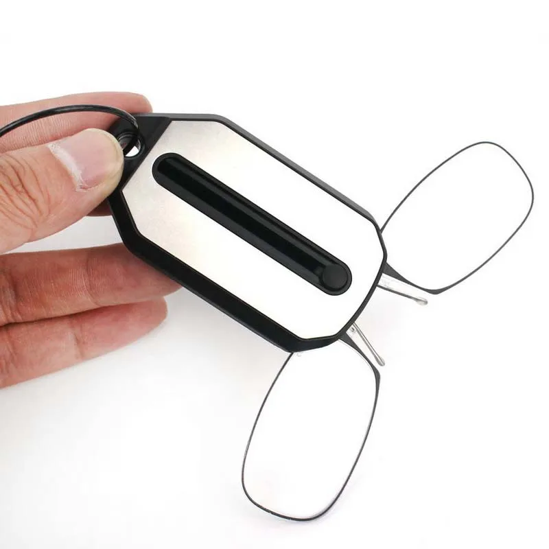 Unisex legless reading glasses fashion pinnosed reading glasses Portable key chain eyeglass case black +2.00 +2.50 +1.50|
