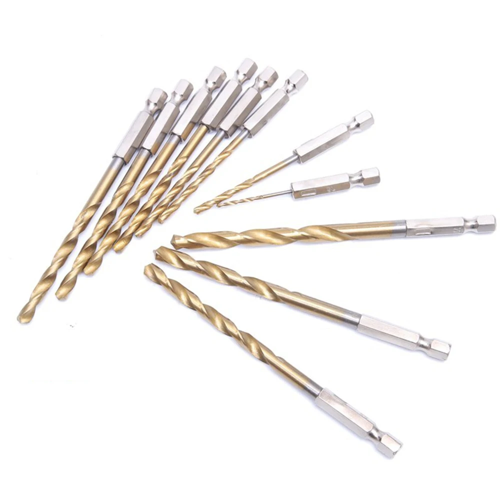 

13pcs/set Titanium Drill Bit Set 1/4 Inch Hex Shank Twist Bits Multifunction Tools Electric Screwdriver Drill Wind Bit New