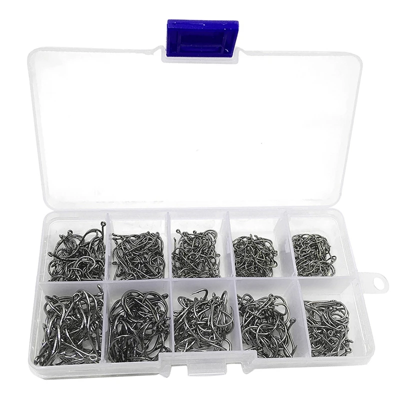 

500Pcs/Set Mixed Size #3~12 High Carbon Steel Carp Fishing Hooks Pack With Hole With Retail Box Jigging Bait