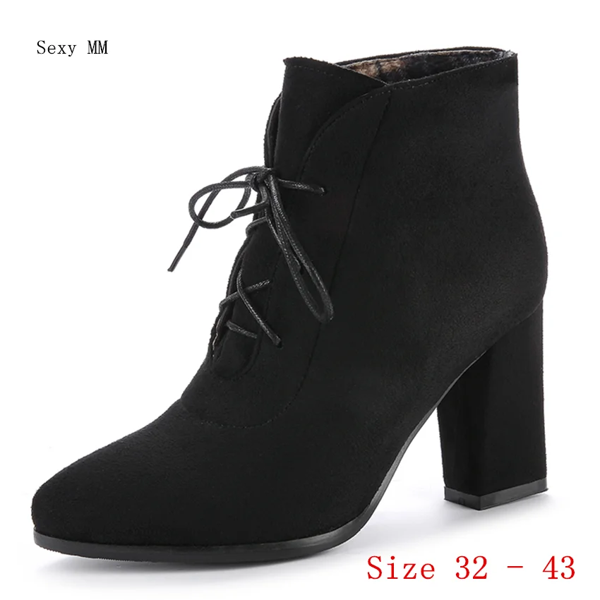 Spring Autumn High Heels Women Ankle Boots Heel Shoes Woman Short Small Plus Size 32 - 43 | Обувь