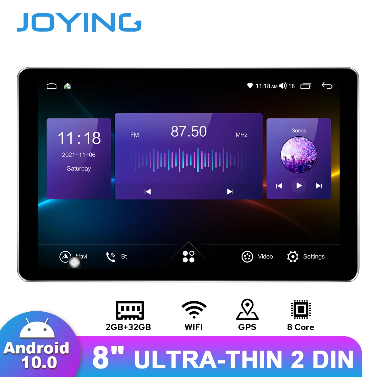 Joying Newest 8 Inch Universal 1 Din Car Radio With HD 1280X800 Screen