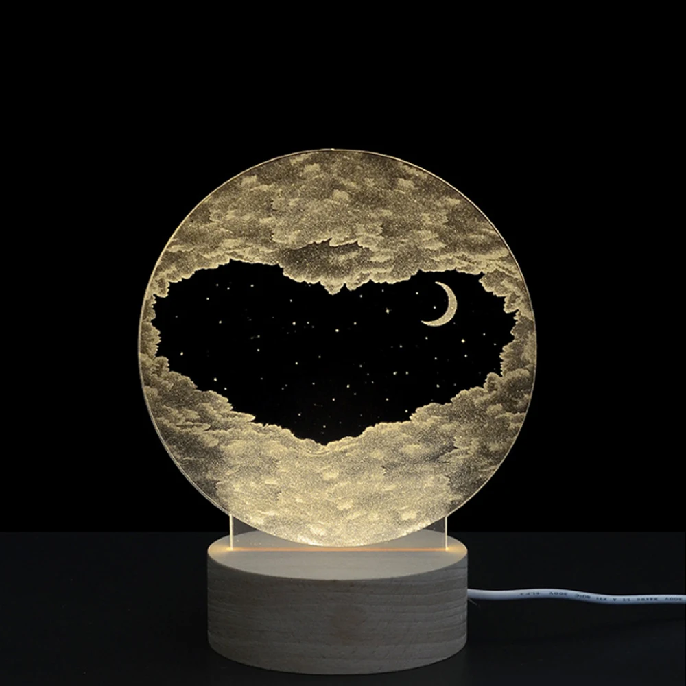 

Acrylic USB 3D light christmas Night light room birthday festival gift Bedside lamp bedroom LED decorate Small table lamp