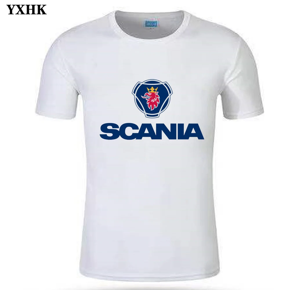 

2019 Scania Hot Sale High Quality Brand Clothing Print Embroidery Men's T Shirt Short Sleeve Hip Hop Man White Tshirt Cotton