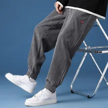 

2021 Corduroy Pants Casual Harem Men Clothing Work Home Streetwear Trousers Hip Hop Warm Loose Style Autumn Winter