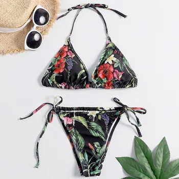 

Bohemia Elastic band print bikinis 2020 mujer Spaghetti Shoulder strap Wire Free swim wear monokini mujer maio de praia feminino