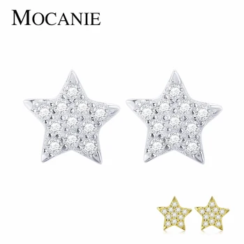 

Mocanie Hight Quality 925 Sterling Silver Twinkling Zircon Star Anti-Allergy Stud Earring for Women Fine Jewelry Student Gift