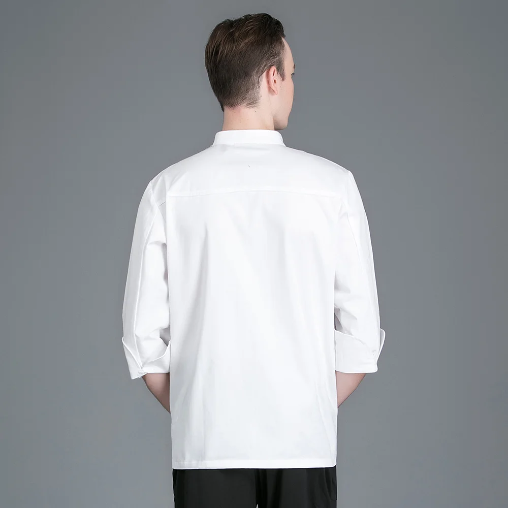 Мужская белая двубортная Рабочая куртка с длинными рукавами Топы для ресторана, кухни, шеф-повара одежда для готовки Cozinha униформа Одежда
