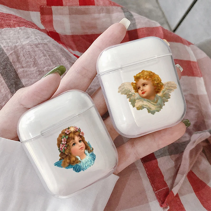 

Cute Case For Apple airpods case Cartoon Angel Baby Wireless Bluetooth Earphone Clear Case For Airpods 1 2 Soft Silicone Case