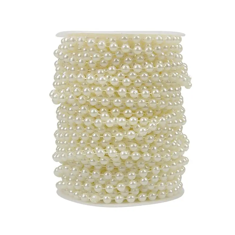 

A Roll of 25 Meters ABS Artificial Pearl Beads Chain Trims for DIY Wedding Party Decoration Jewelry Craft Accessories 6mm