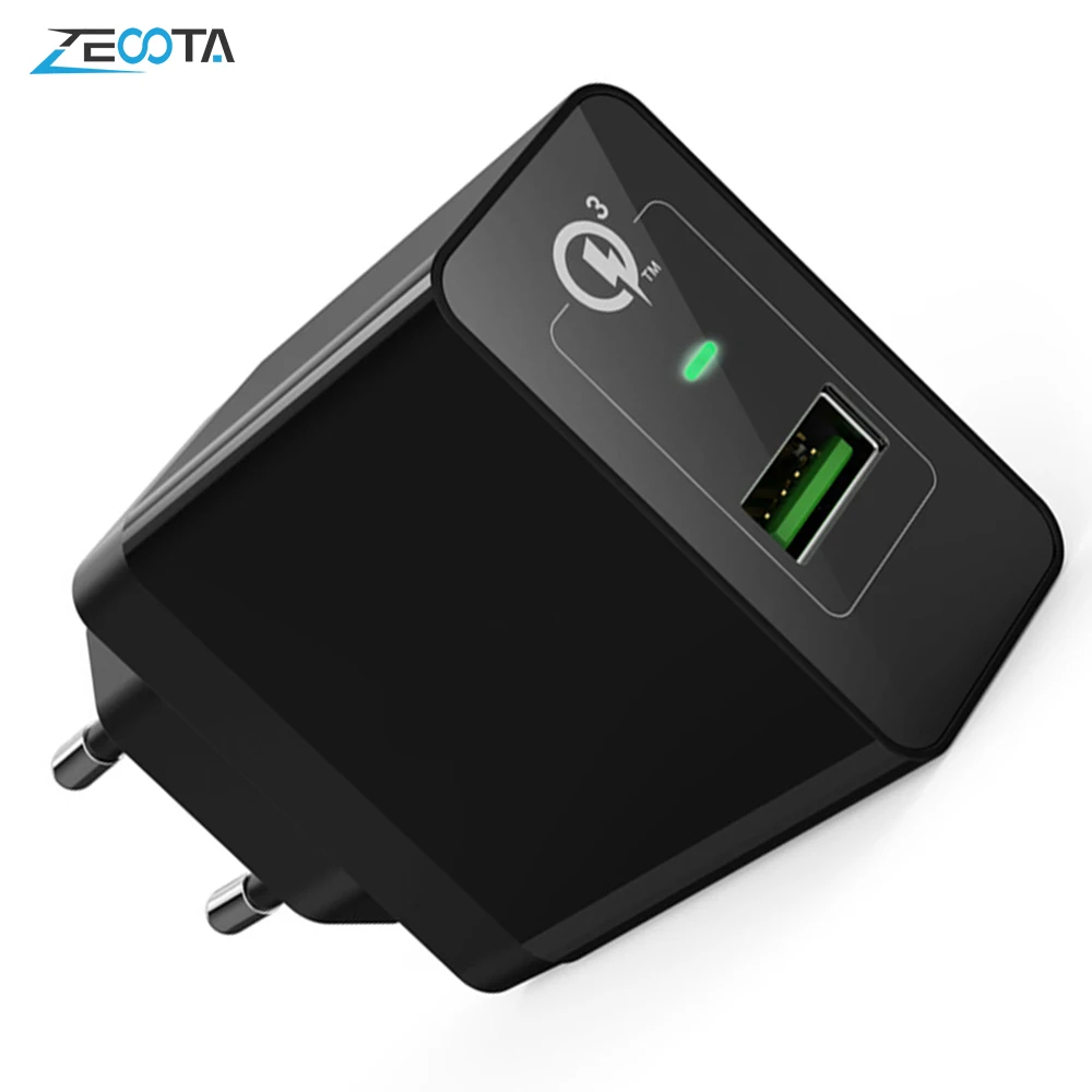 

Mobile Phone Charger Travel Quick Charge 3.0 Rapid Fast 18W USB Wall Charging Cell Phone Charge for Samsung Huawei Iphone Xiaomi