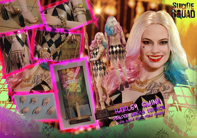 1/6 полный комплект джокер девушка отряд самоубийц Harley фигурка Квинн золото танцевальное платье версия модель для фанатов коллекция подарки