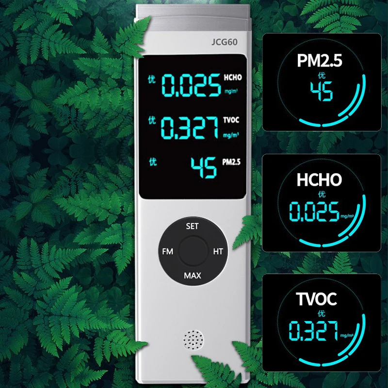 

PM 2.5 Air Quality Detector Electrical LCD Screen Digital Gas Detector CO2 Sensor Multi-function Intelligent Portable Monitor