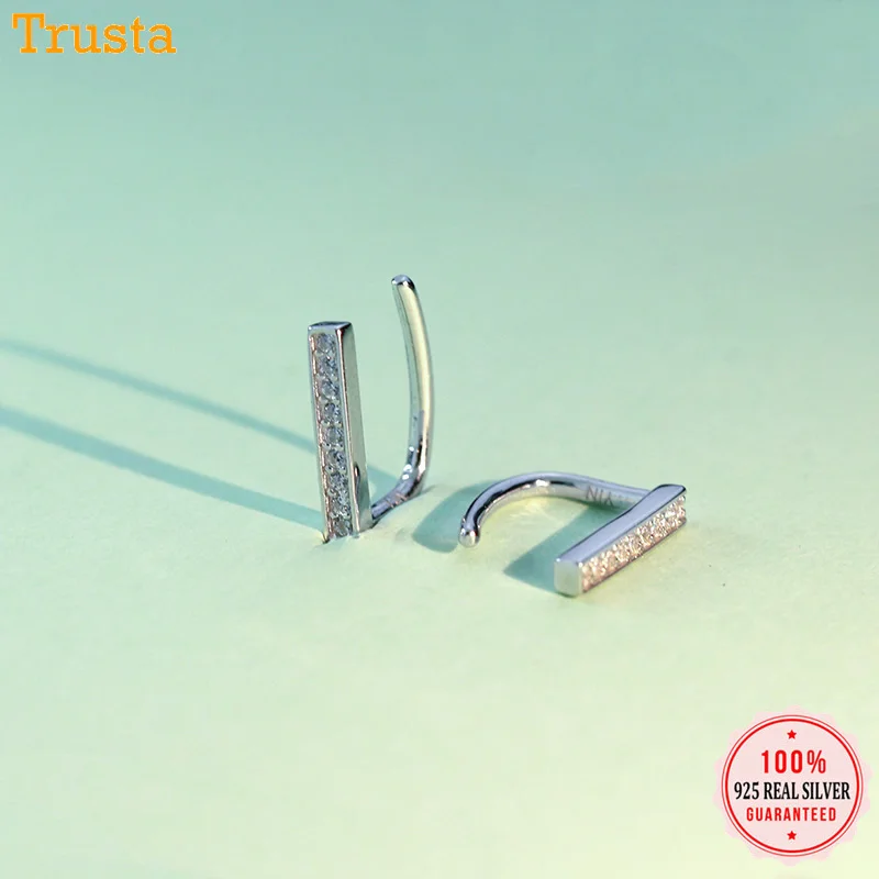 Trustdavis натуральная 925 пробы Серебряная ручка ослепительно CZ серьги-кольца в виде капель с кристаллами в форме Для женщин мода серебро 925 ювелирных изделий свадебный подарок DT29