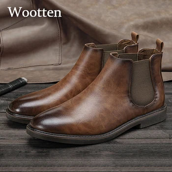 

40-46 men boots new Autumn chelsea boots Comfortable vintage fashion Brand High Quality Ankle boots leather boot