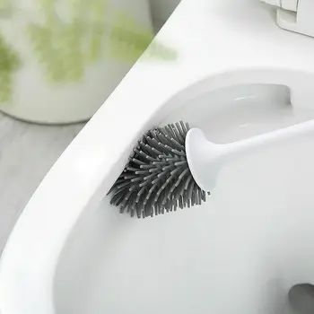 

Silicone Toilet Brush with Holder Set Plastic Wall-mounted Bathroom Cleaning Brush HY99
