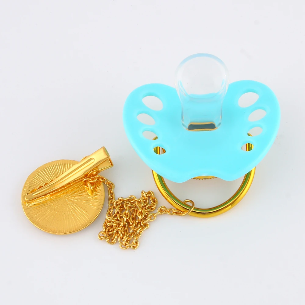 Mint Green Beautiful Luxury Bling Pacifiers With Chains BPA Free I Love Mum Dad Dummy Bling