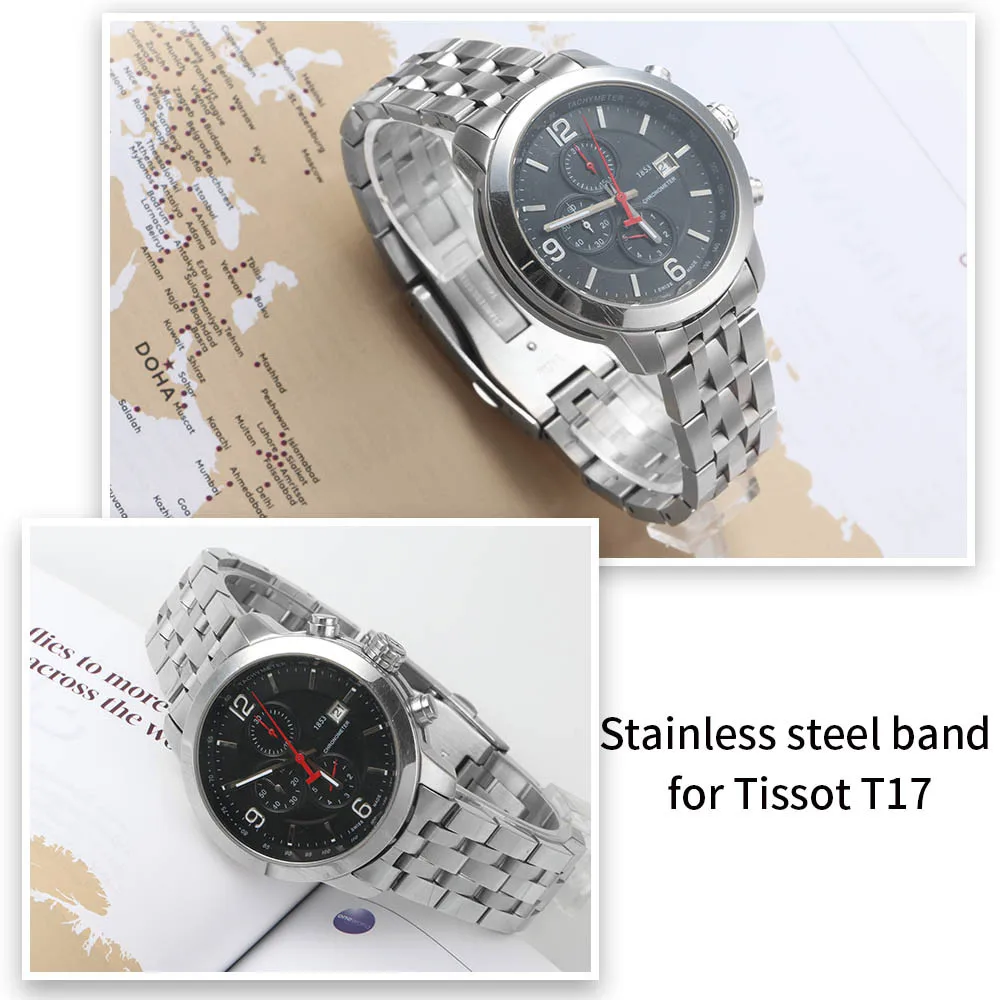 19 мм, 20 мм, нержавеющая сталь, ремешок для часов Tissot 1853 T17 T461 T014430 T014410 PRC200, изогнутый ремешок для часов, серебристо-золотые инструменты