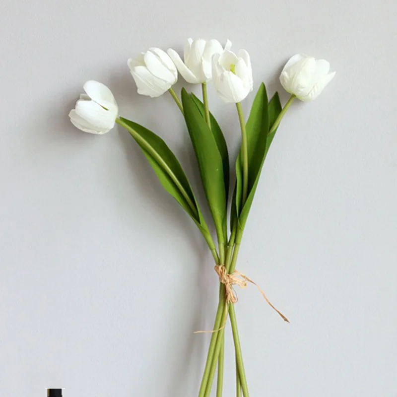 

5 Branch Per Bunch High Quality Tulip Flower PU Feel Moisturizing Artificial Flowers Wedding Bouquet Home Decor Tulips Floral