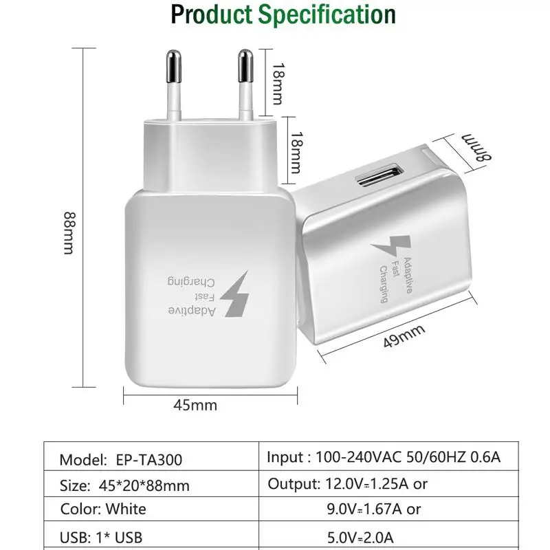 Адаптивное быстрое зарядное устройство настенная зарядка+ USB кабель type C для samsung galaxy A50 A70 A30 huawei P20 lite P30 mate 30 20 мобильный телефон