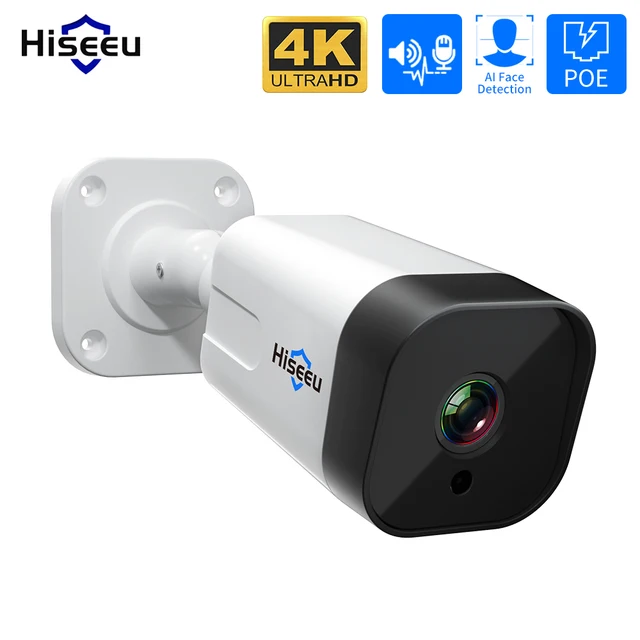 Hiseeu 4K 8MP 5MP 3MP POE IP Camera Audio Record CCTV Security Surveillance Camera Waterproof IP66 Outdoor Home Video H.265 1