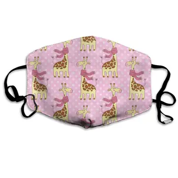 

Cute Giraffes With Scarves Washable Reusable Mask, Cotton Anti Dust Half Face Mouth Mask For Kids Teens Men Women With