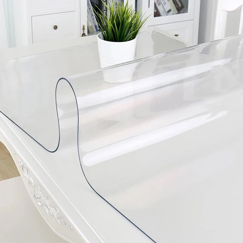  BALLE PVC Transparent Tablecloth Custom Shape Table Cover Protector Desk Pad Soft Glass Dining Top 