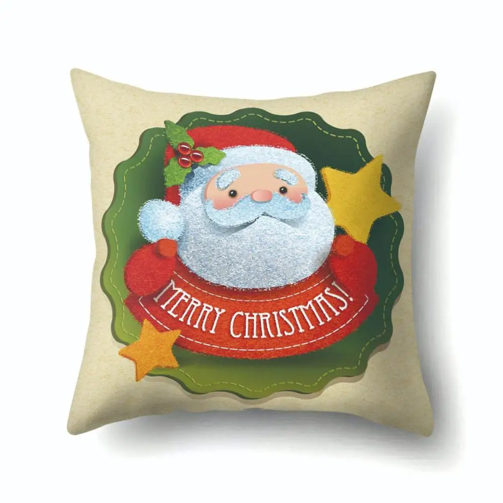 2BZ-40543-276 1Pcs Santa Pattern Christmas Cushion Cover 45*45 Decorative Throw Pillow Xmas New Year Home Decor Polyester Pillowcase 40543 - Цвет: 2BZ-40543-276