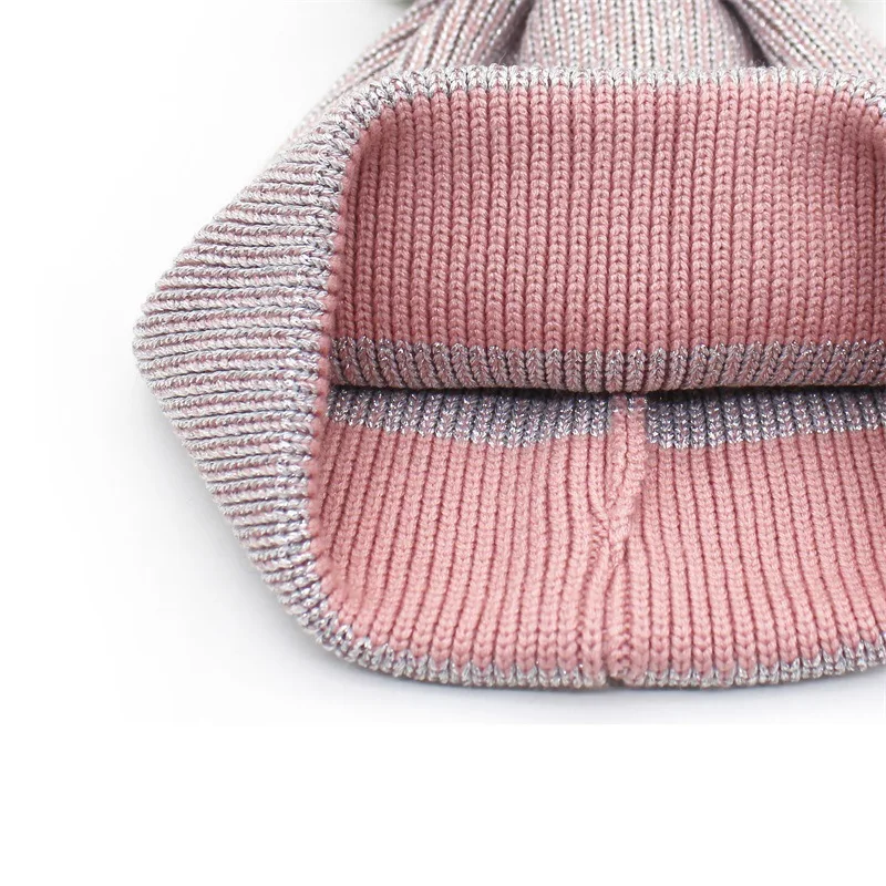 Модная женская зимняя шапка с помпонами Skullies Beanies зимняя Модная вязаная шапочка из хлопка очаровательные женские мягкие дамские шапочки