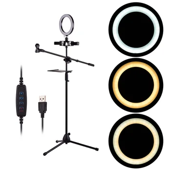 

20cm/8inch LED Ring Light Kit with Metal Tripod Stand for Live Video Smartphone Live Streaming Online Singing Photography Lamp
