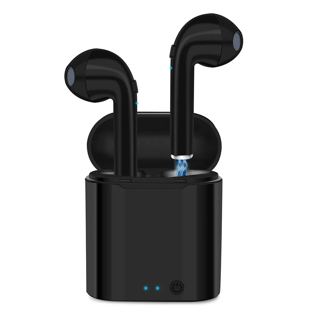 I7s Мини Bluetooth наушники спортивные беспроводные гарнитуры стерео беспроводные Bluetooth наушники с зарядной коробкой для iPhone huaiwei - Цвет: Черный