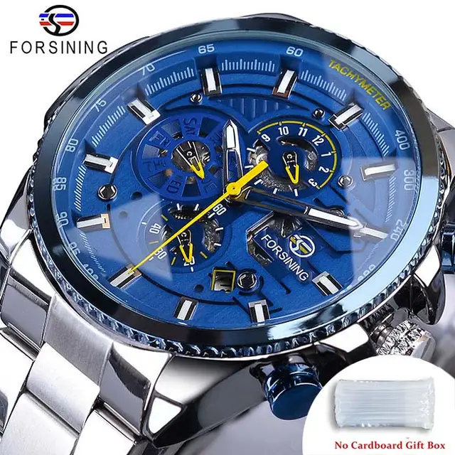 Forsining Waterproof Men's Automatic Watch Calendar Luxury Military Watches Sport Style Luminous Clock Black Free Ship to Brazil GMT1137-1 no box