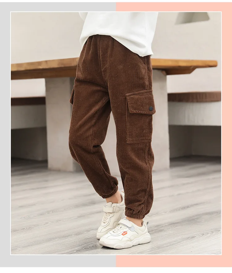 Big Girls Thicken Corduroy Pants Kids Winter Warm Cargo Pants New 4-13Y Children's Wear Girl Cotton-padded Trousers Costume