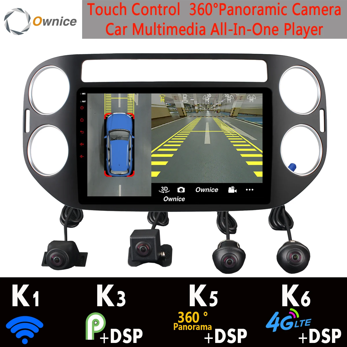 

360° Panoramic Camera 4G SIM WiFi Android 9.0 8 Core 4G+64G DSP CarPlay Car Multimedia Player for Volkswagen VW Tiguan GPS Radio