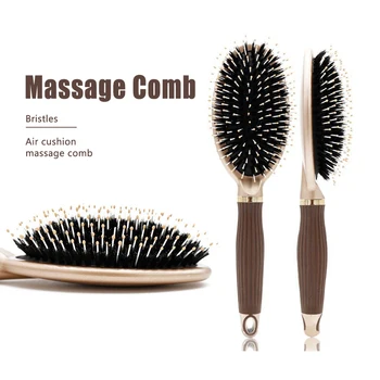 

Natural wild boar breast massage hair comb antistatic magic brush Paddle Brush scalp massage brush