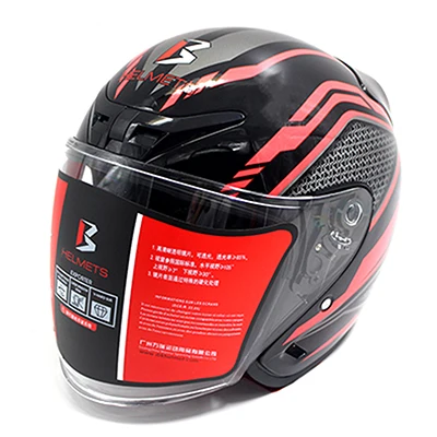 black red IBK стиль мотоциклетные шлемы Электрический велосипед Скутер Casco шлем унисекс 3/4 лицо анти-УФ Открытый шлем четыре сезона - Цвет: black red