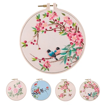 

DIY Embroidery Beginners Kits Pre-Printed Floral Pattern Cross Stitch With Hoop Embroidered Cloth Suit Decoration