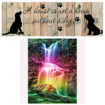 

5D Diy Diamond Painting Waterfall Diamond Embroidery Landscape & Full Round Drill 5D Diy Diamond Painting "Dog Home"