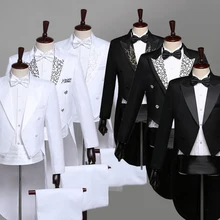 Мужской формальный прилегающий деловой костюм с длинными рукавами бейзер кофта жакет Топ смокинг полное платье маг шоу команды костюм для хора DT1465