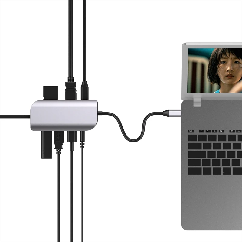 9 в 1 Usb C концентратор док-станция Usb3.0 TF кард-ридер Тип C док-станция usb-хаб для ноутбуков huawei Usb расширитель HDMI VGA RJ45