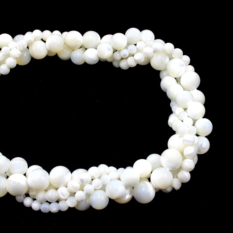 진주 Trochus 쉘 화이트 4/6/8/10/12MM 라운드 루즈 비즈 보석 만들기 팔찌 목걸이 액세서리의 자연 어머니