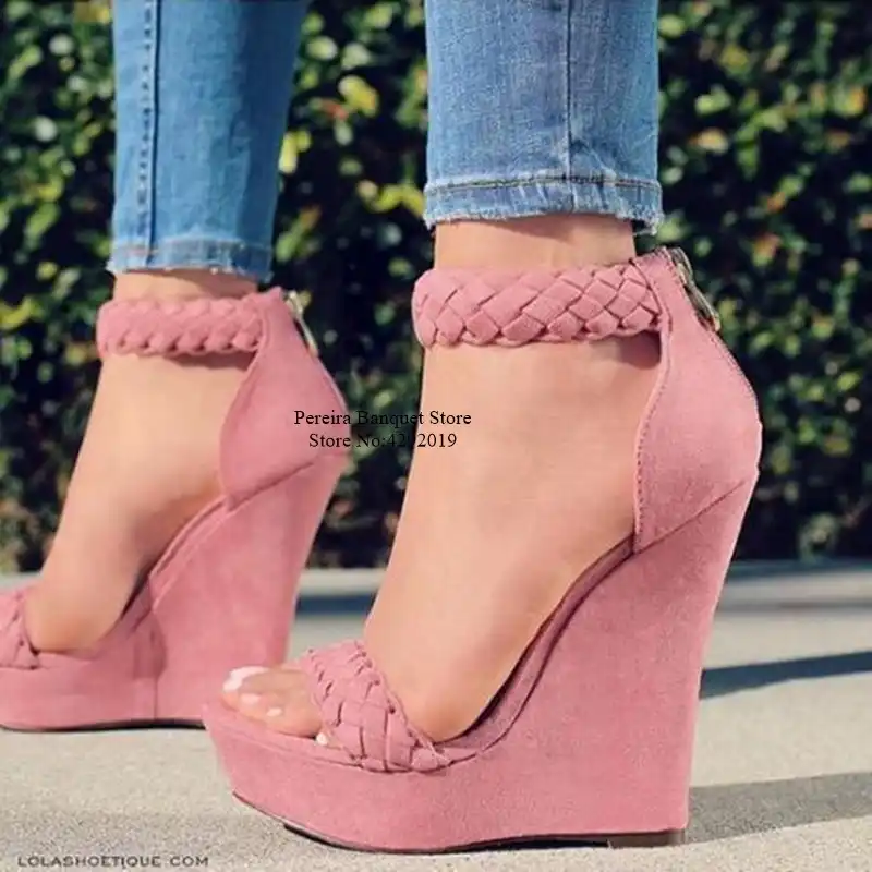 Pink wedges closed toe Clearance