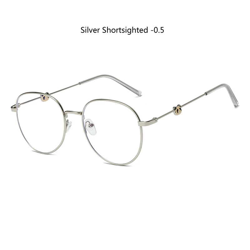 Zilead панда мультфильм анти синий свет готовой близорукости очки металлические очки для близоруких очки для женщин мужчин - Цвет оправы: silver myopia 0.5