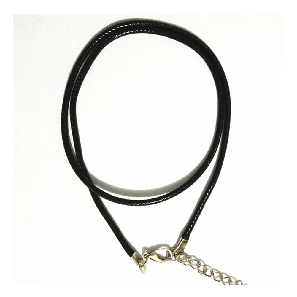 Black Braid Wax Cord Leather Rope Steel Clasp String Chain for DIY Pendant  Necklace Jewelry Making Cordon Cuero Para Colgante - AliExpress