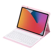 

With Color Keyboard case for iPad 10.2 2021 2020 Air 3 Pro10.5 Bluetooth Wireless Cover Non-Touchpad Round keyboard for tablet