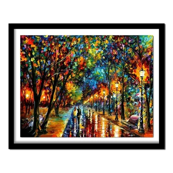 

2020 MEIAN "After the Rain street" Full Round Drill 5D DIY Diamond Painting landscape Embroidery Cross Stitch Rhinestone Decor