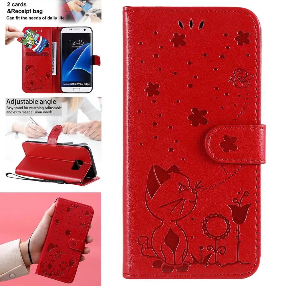 Кожаный чехол с 3D кошкой для Motorola Moto G4 Play G5s G6 G7 G8 Power E4 Plus E5 E6 E7 Bee|Бамперы| |