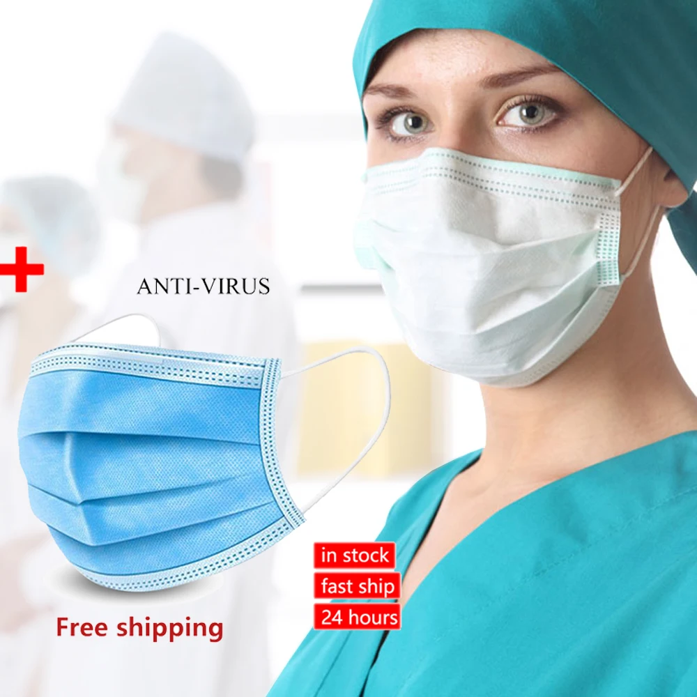 

Disposable Medical Mouth mask Surgical Mask 3-layer Mask Non Elastic Earloop for Antivirus Anti-Dust Mask Cotton Mouth Face KR