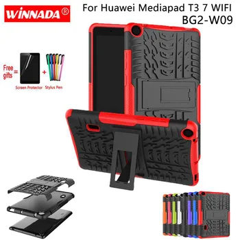 

For Huawei MediaPad T3 7.0 case for honor T3-7 wifi BG2-W09 Tablet Armor case Silicone TPU+PC Shockproof Stand Cover +Film+Pen