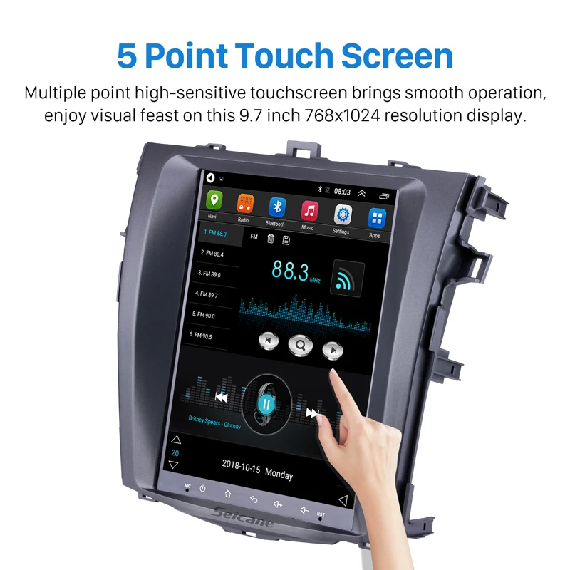 Seicane Car Multimedia Player For 2006 2007 2008-2012 Toyota Corolla Android 9.1 HD Touchscreen Blu