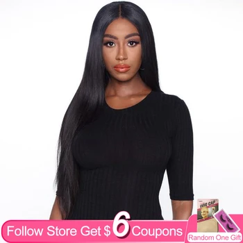 

Aircabin Straight 30 Inch 4x4 Lace Closure Wigs Glueless Brazilian Natural Color Remy Human Hair 150% Density Wigs For Women